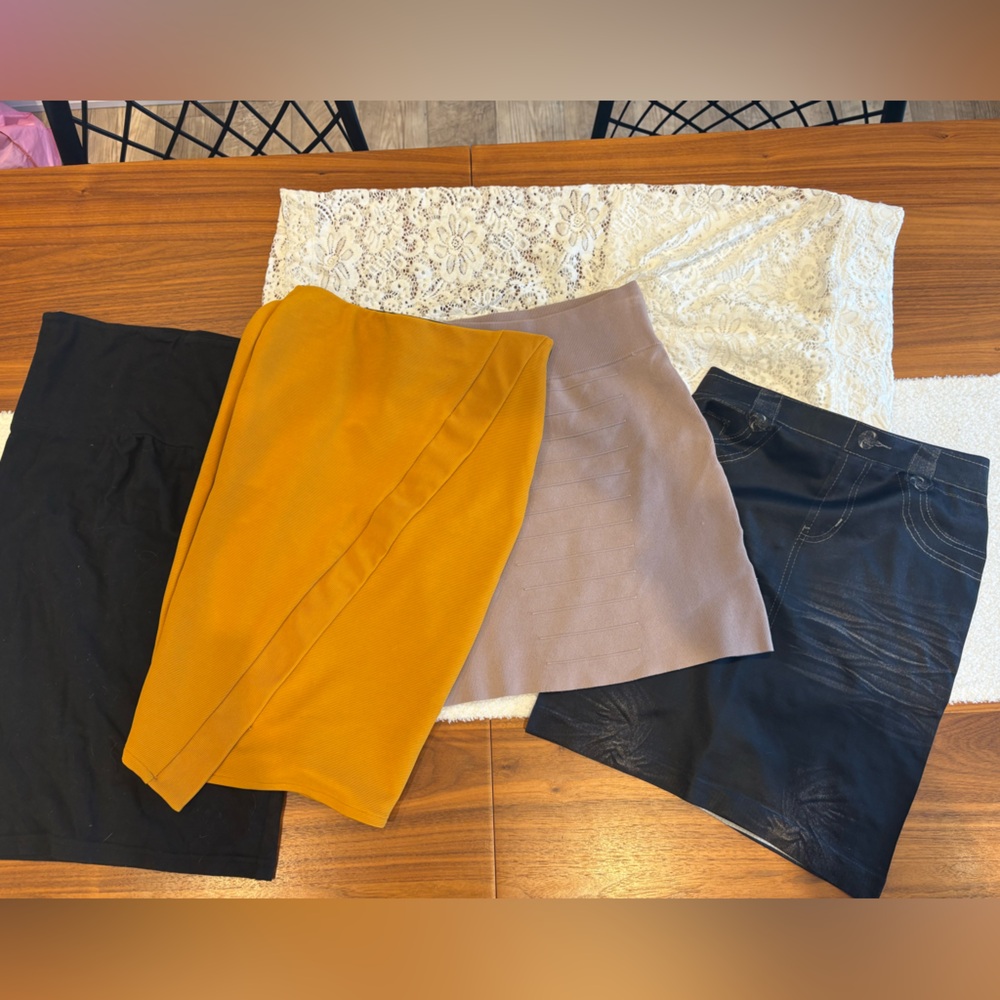 Stylish Skirt Collection in Mustard, Black, and Cream